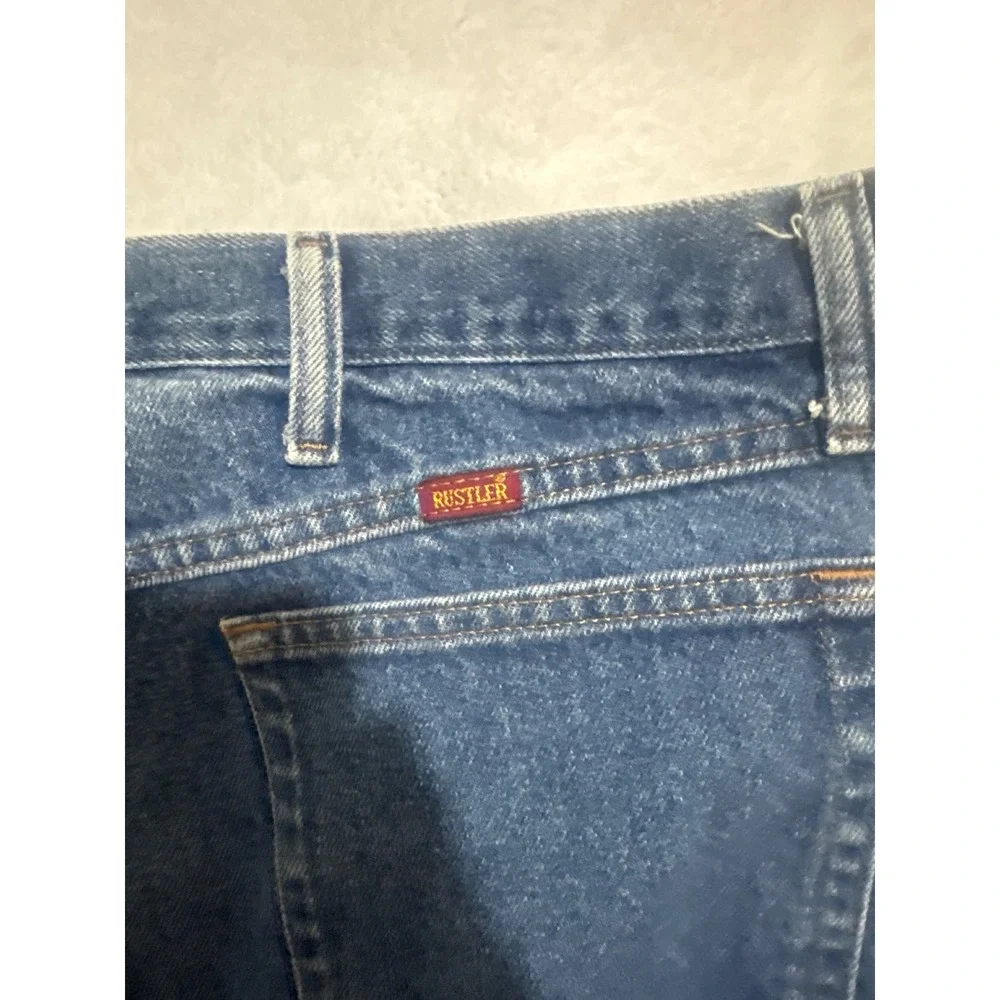 Rustler Mens Blue Denim Jeans‎ Cotton Blend Relaxed Fit Casual Workwear